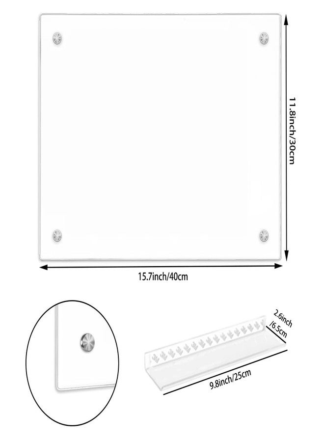 TORASO لوح زجاجي أبيض قابل للمسح الجاف للجدار، لوح زجاجي أبيض غير مغناطيسي، لوح زجاجي صغير مقاس 11.8 بوصة × 15.7 بوصة للمنزل والمطبخ والمكتب، بدون إطار (BB-WH-3040) - Image 2